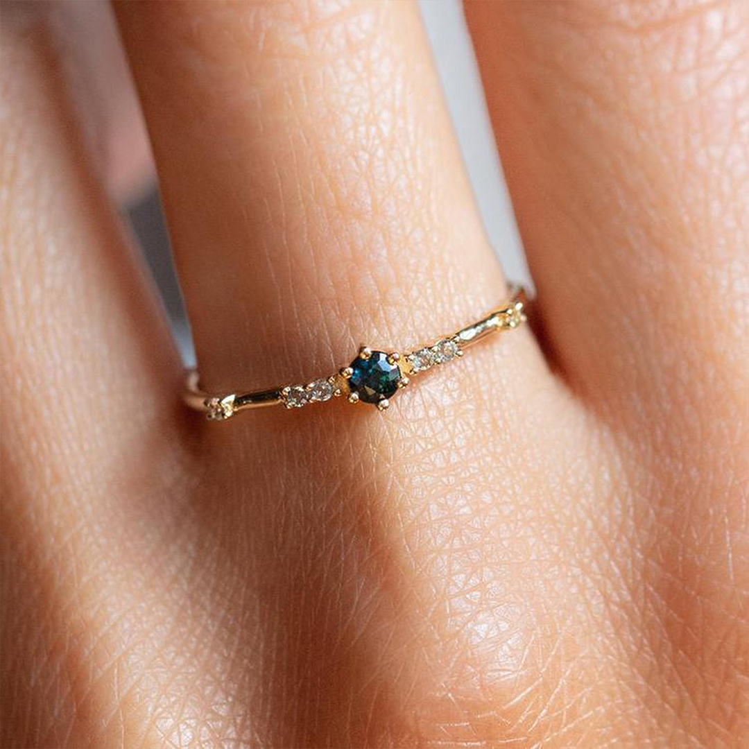 Ovarian Cancer Awareness Nobody Fights Alone Teal Sapphire Ring