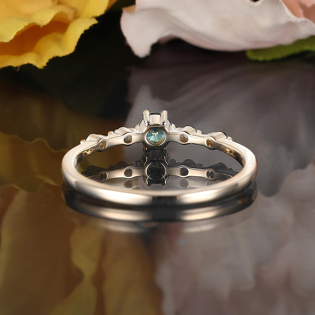 Ovarian Cancer Awareness Strength in Teal Teal Sapphire Ring