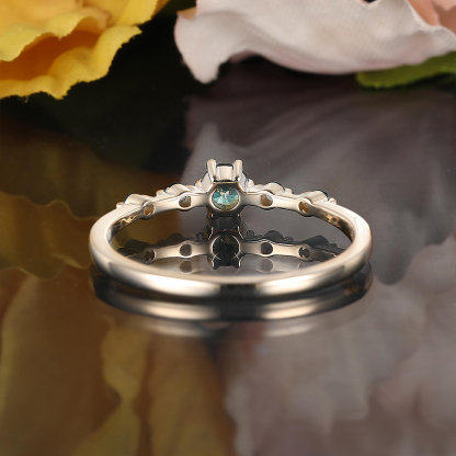 Ovarian Cancer Awareness Strength in Teal Teal Sapphire Ring