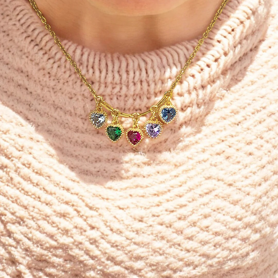 Heart To Heart 1-6 Birthstones Family Necklace