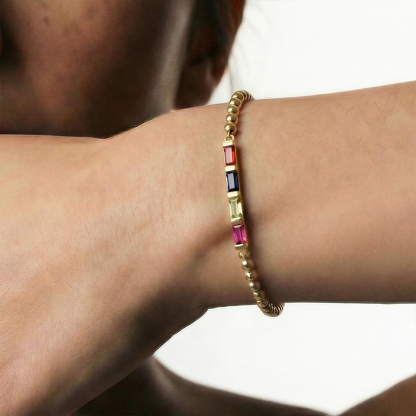 Personalized Stretch Beaded Baguette Birthstone Bracelet