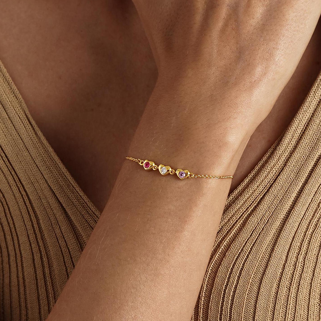 My Family My Heart Custom Heart Birthstone Bracelet