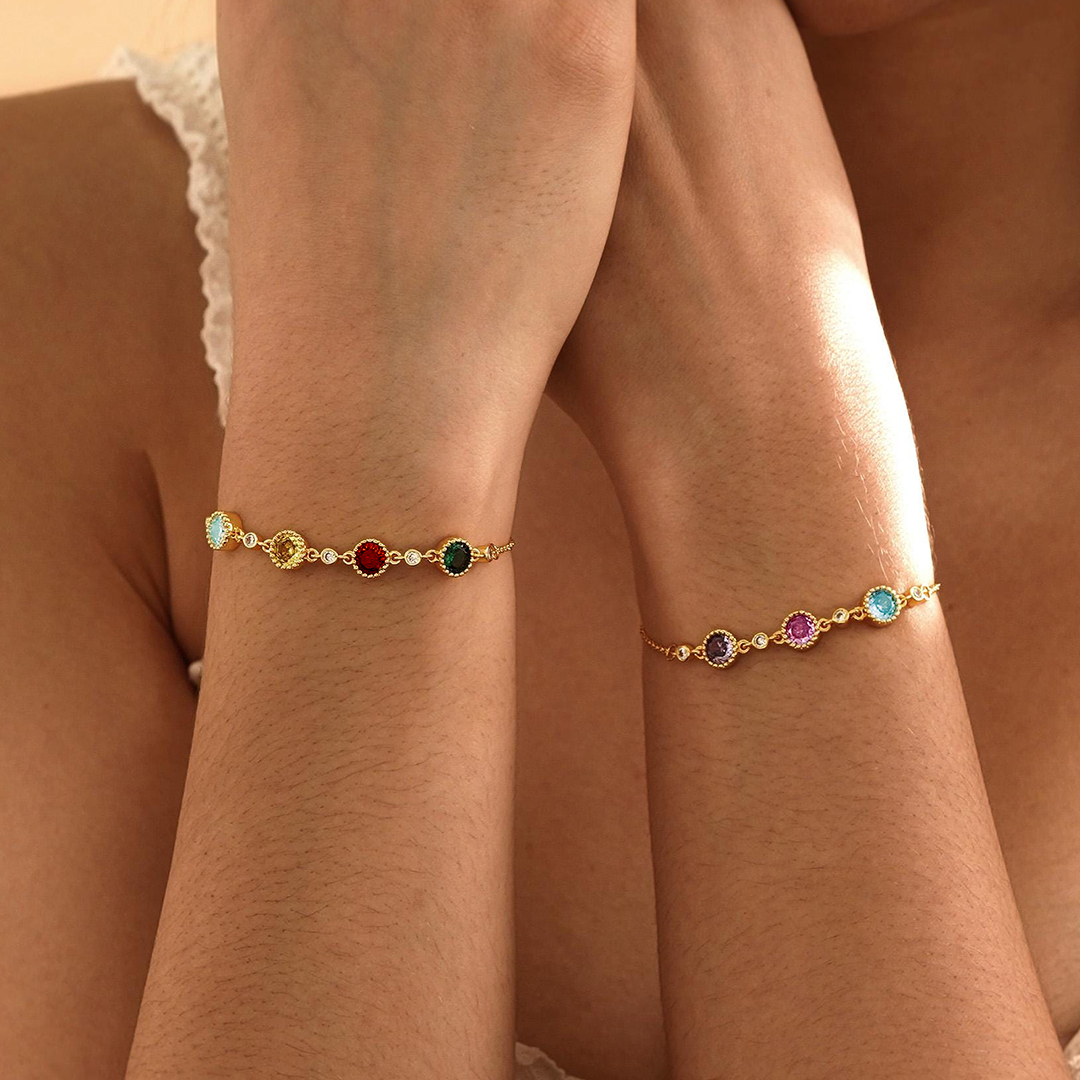 Mother's Day Gift Personalized Square Birthstone Bracelet
