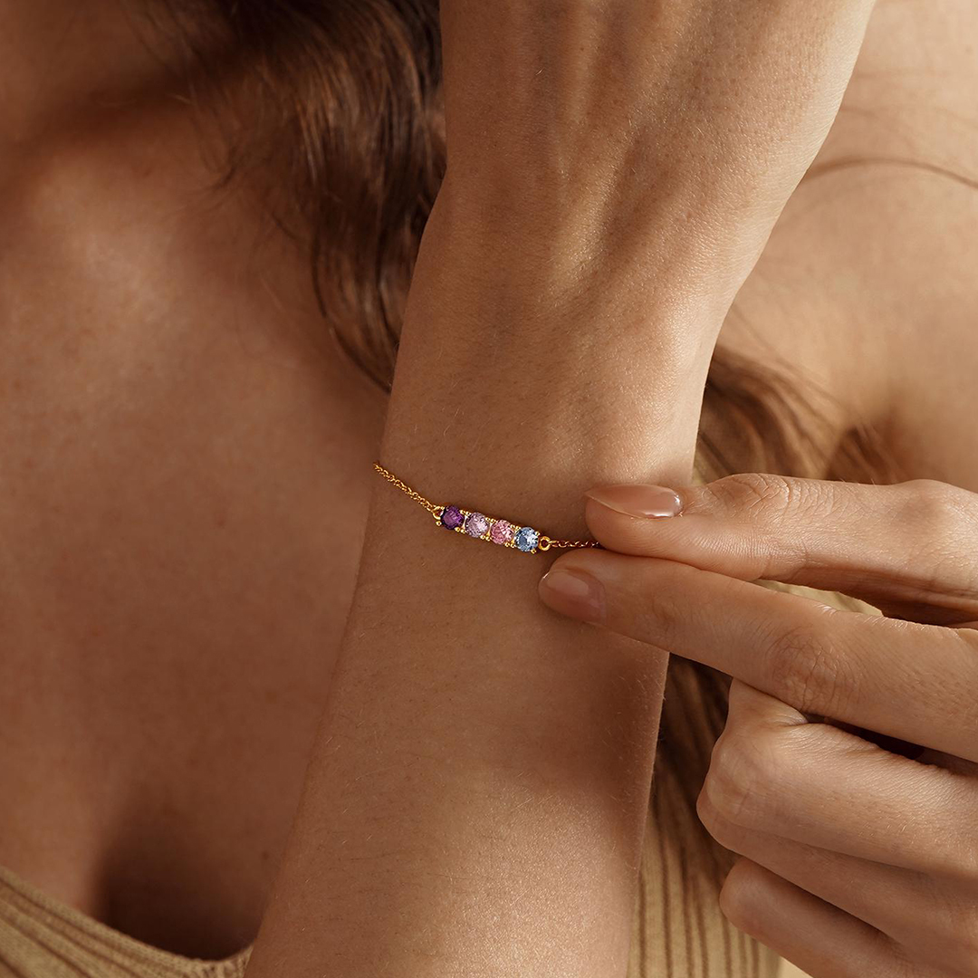 Minimalist Family Gift Birthstone Bracelet