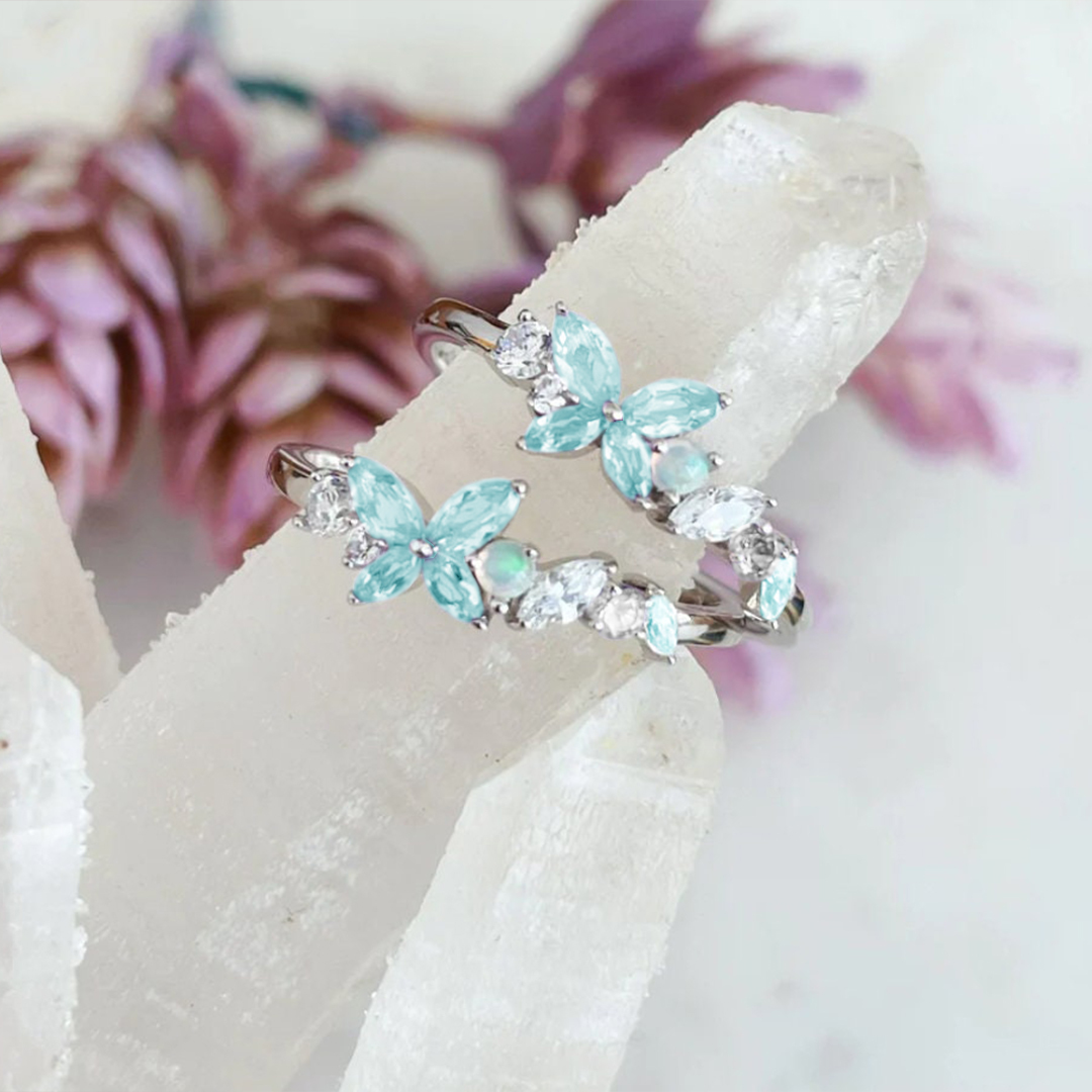 Ovarian Cancer Awareness Teal Butterfly Ring