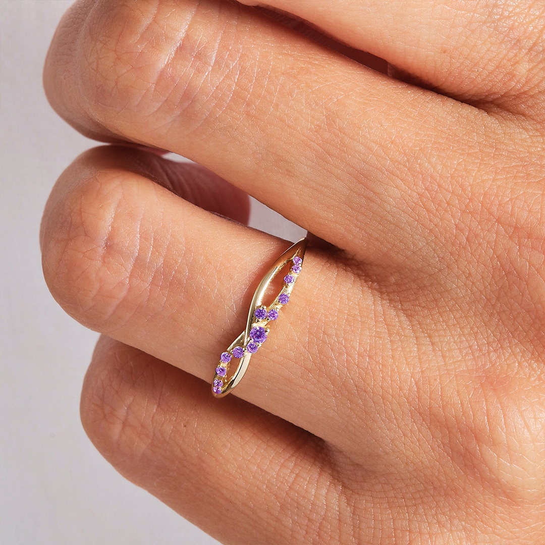 Lupus Awareness Purple Diamond Infinity Ring