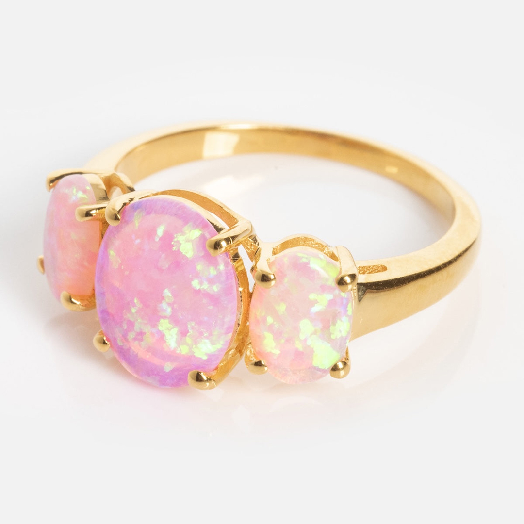 Forever in My Heart Rainbow Bridge Pink Opal Ring