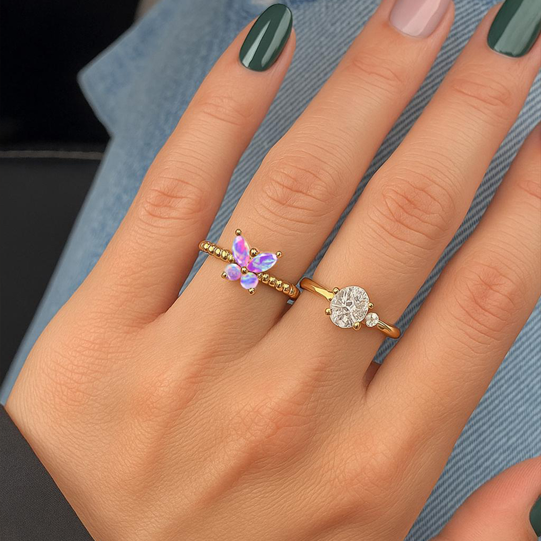 World Lupus Day Hope & Strength Opal Butterfly Ring