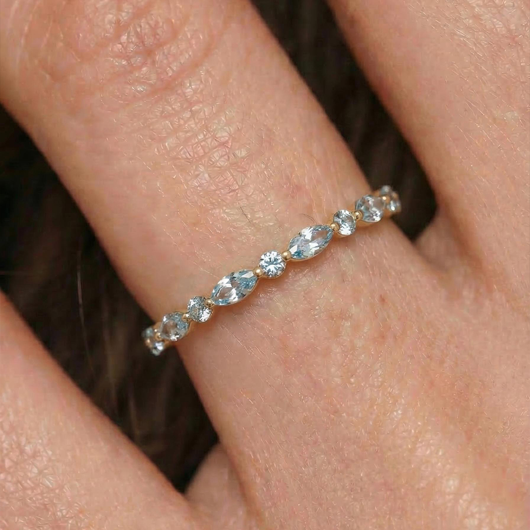 Ovarian Cancer Awareness Teal Marquise Ring