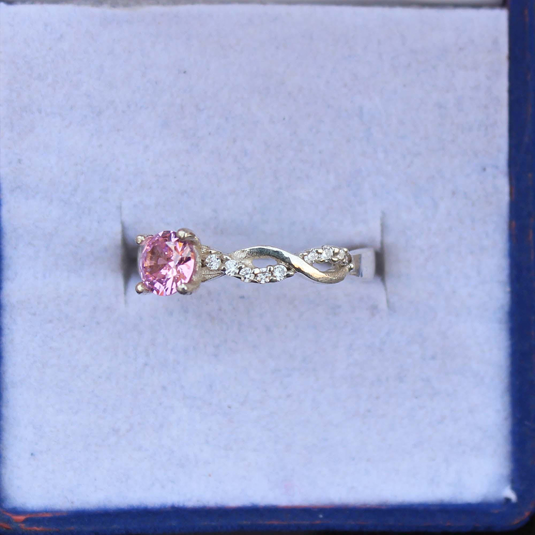 Breast Cancer Awareness I Am Enough Pink Sapphire Ring