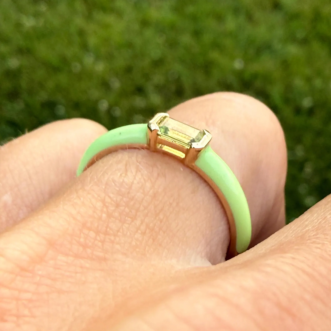 Kidney Disease Awareness Green Enamel Ring