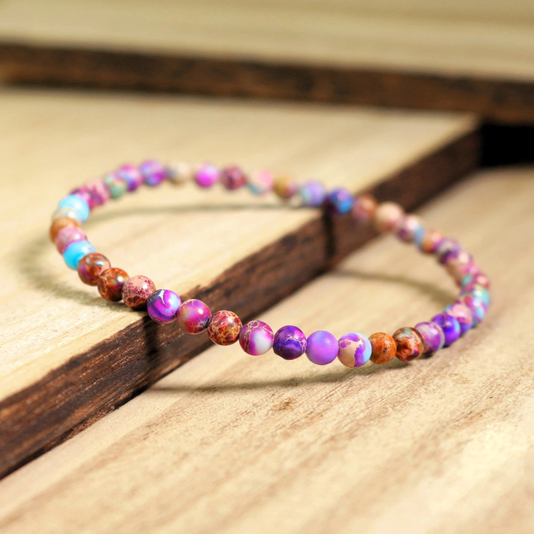 Galaxy Sea Sediment Jasper Lupus Awareness Bracelet
