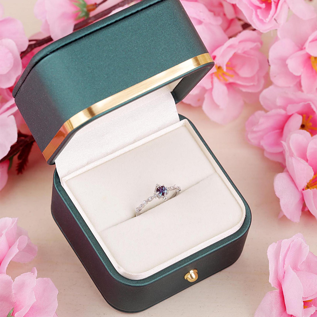 Choose Peace Vintage Alexandrite Minimalist Ring