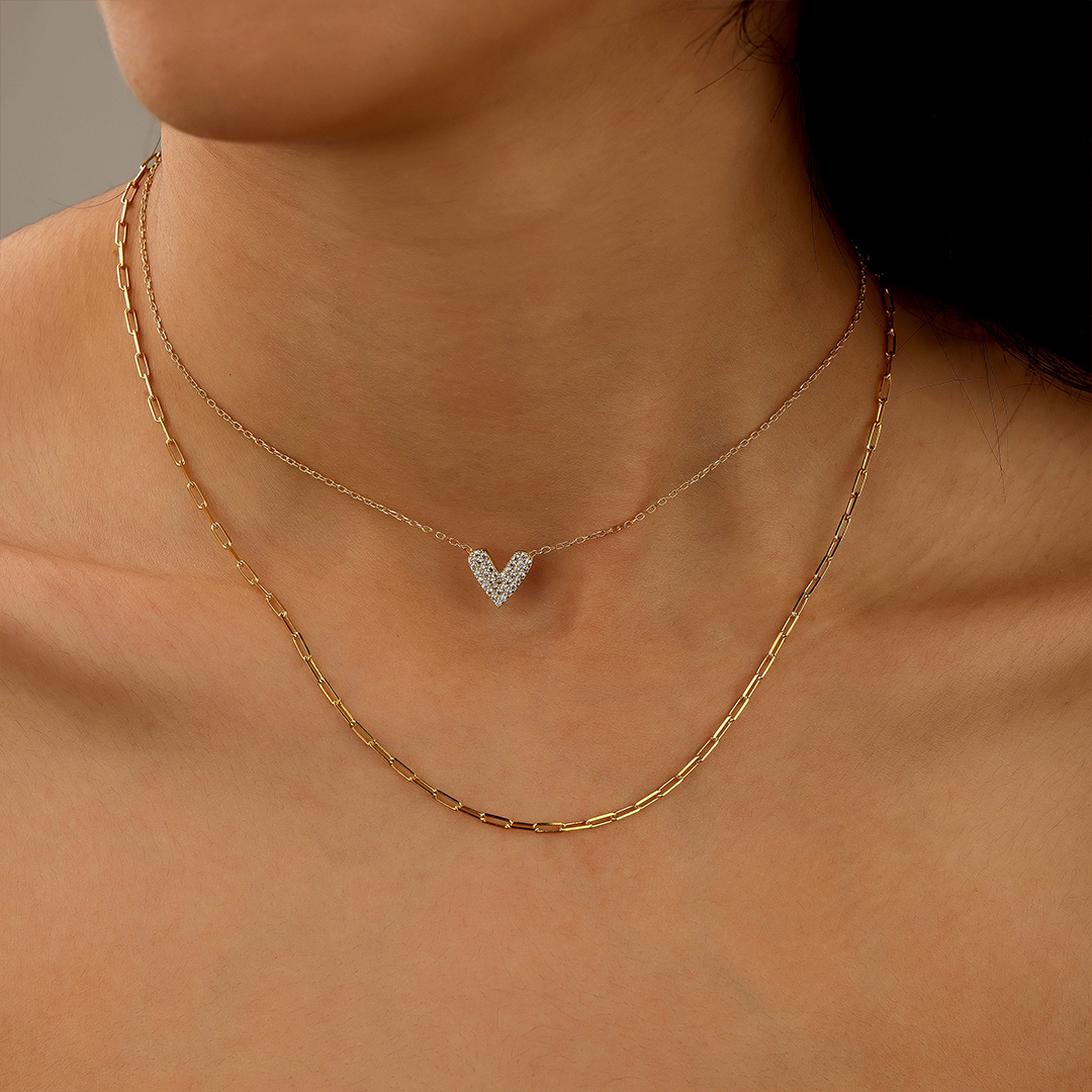 To Me From Me Special Pave Heart Necklace