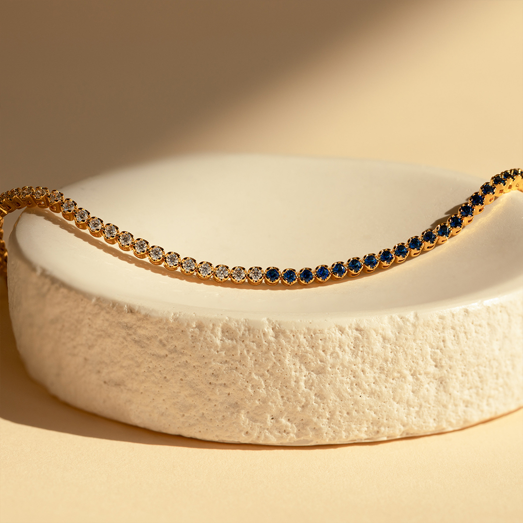 Choosing Peace Blue Diamond Tennis Bracelet