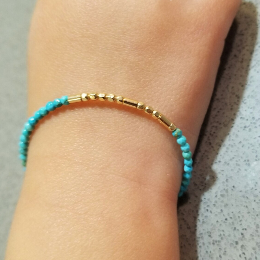 Genuine Turquoise Gemstone Morse Code Bracelet