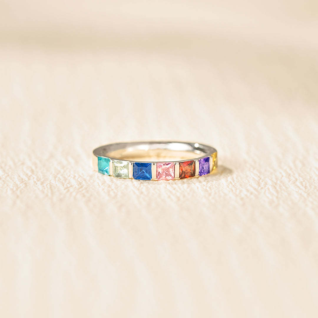 Personalized 1-7 Kids' Birthstone Square Ring