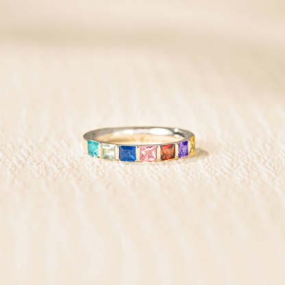 Personalized 1-7 Kids' Birthstone Square Ring