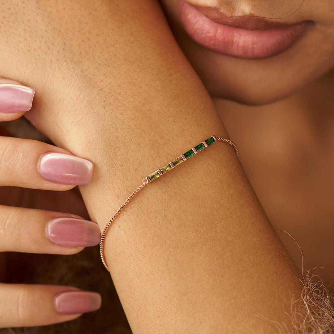 Family Love Baguette Birthstone Bracelet