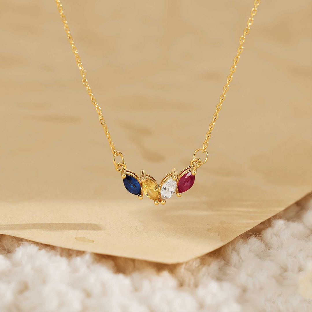  Custom 1-8 Marquise Birthstones Necklace