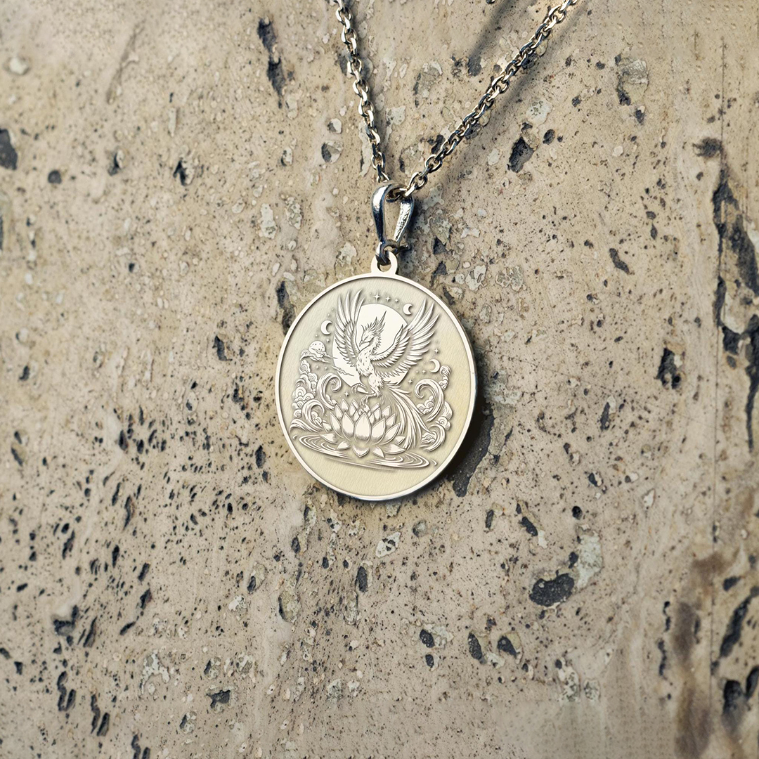 You Will Still Bloom Phoenix  And Lotus Flower Necklace