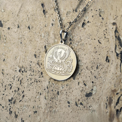 You Will Still Bloom Phoenix  And Lotus Flower Necklace