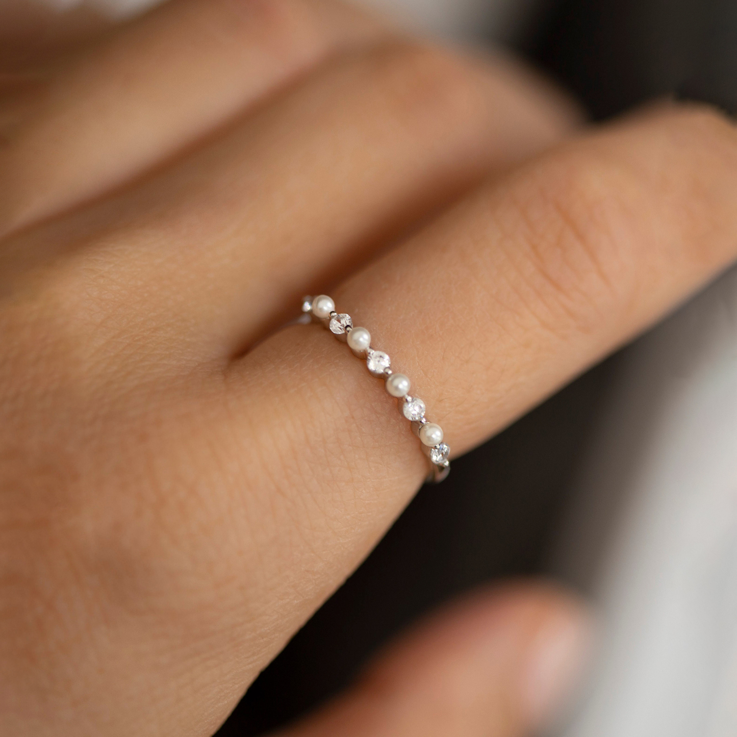 In Loving Memory Pearl Diamond Ring