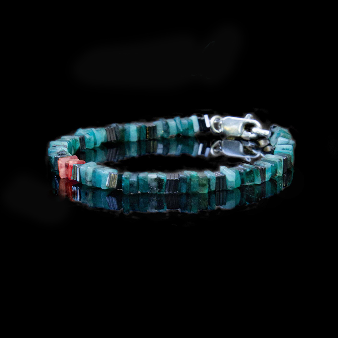 Diabetes Awareness Men Nature Raw Emerald Bracelet