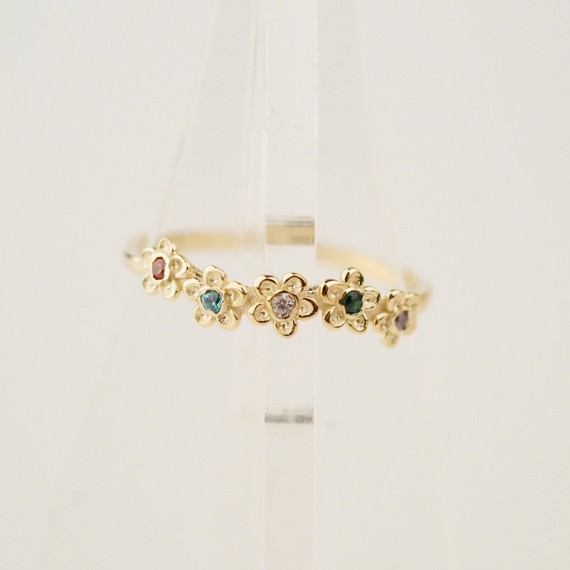 Custom 1-5 Birthstone Daisy Ring