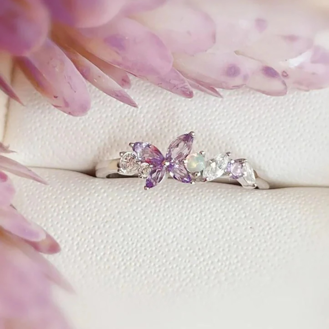 World Sjogren's Awareness Purple Butterfly Ring
