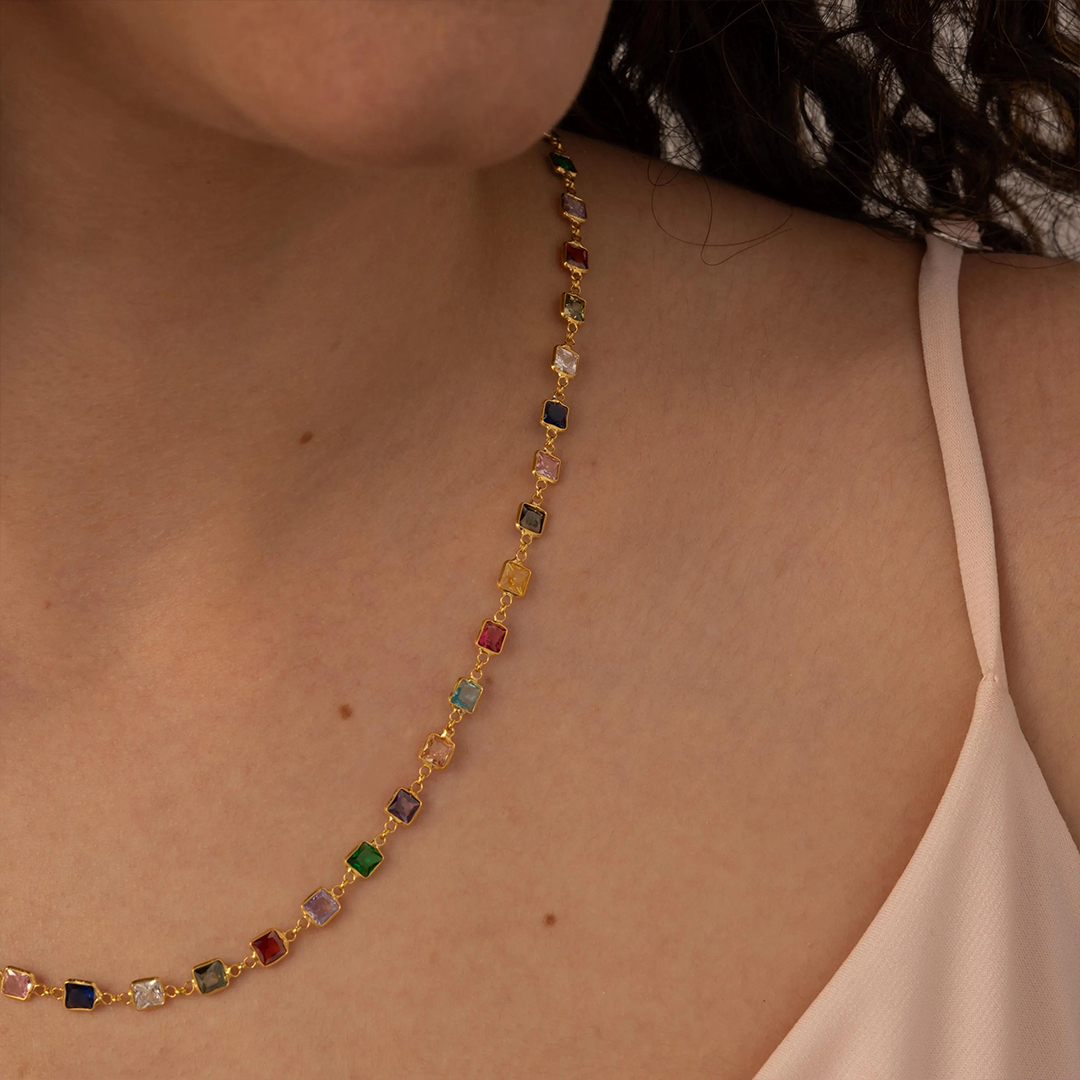 Personalized Colorful 1-15 Stones Bonds Necklace