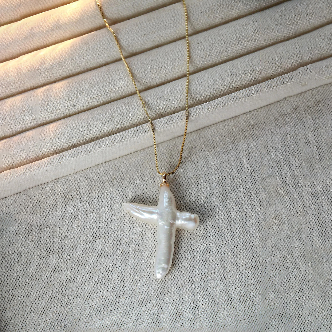 Choosing Me Freshwater Cross Pearl Necklace