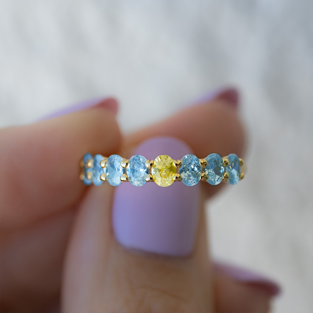 Down Syndrome Awareness Oval Diamonds Ring