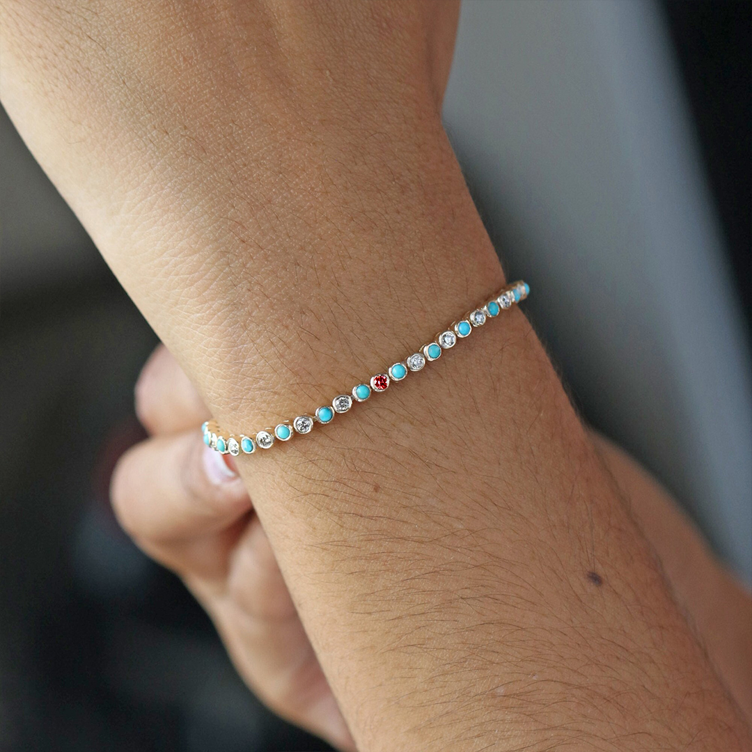 Fight Diabetes with Strength Turquoise Tennis Bracelet