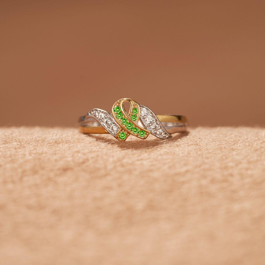 Kidney Disease Awareness Green Ribbon Ring