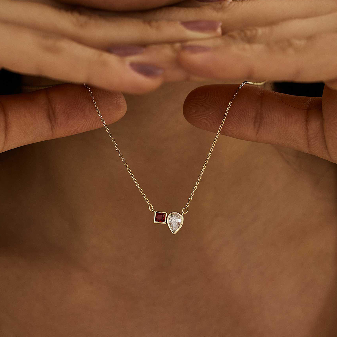 Mother & Daughter Two Stone Necklace