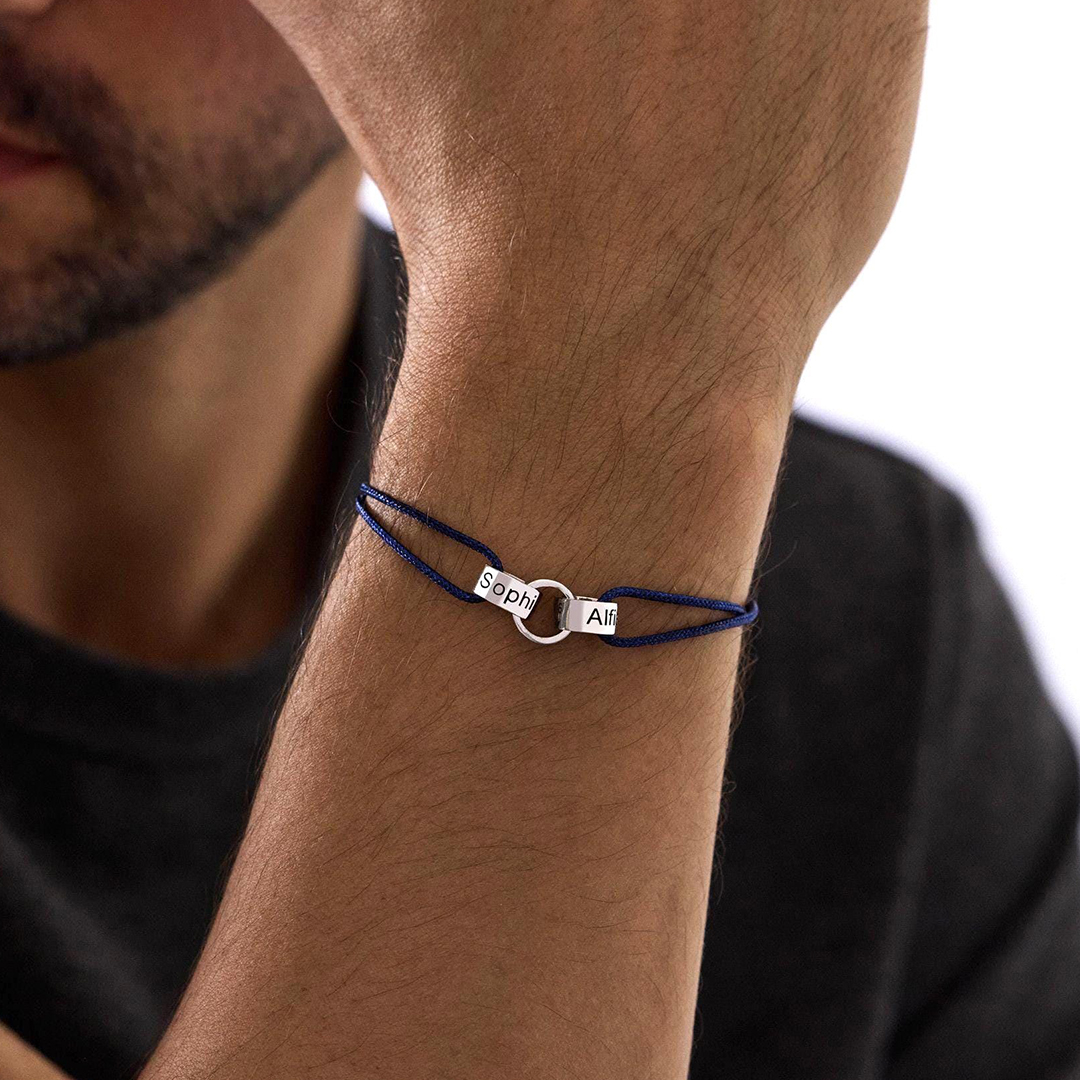 Personalized Mens 1-6 Rings Interlocking Bracelet