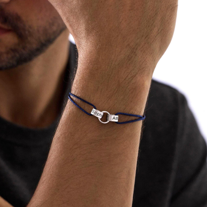 Personalized Mens 1-6 Rings Interlocking Bracelet