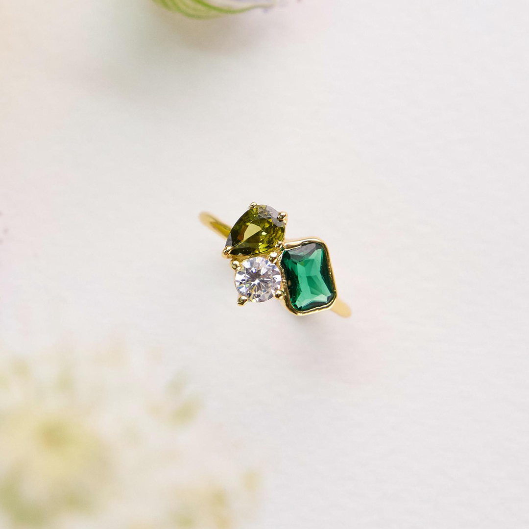 Christmas Gift Custom 3 Birthstone Ring