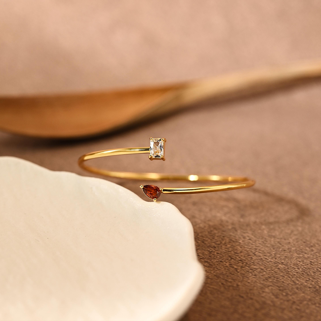 Personalised 2 Birthstone Bangle Bracelet