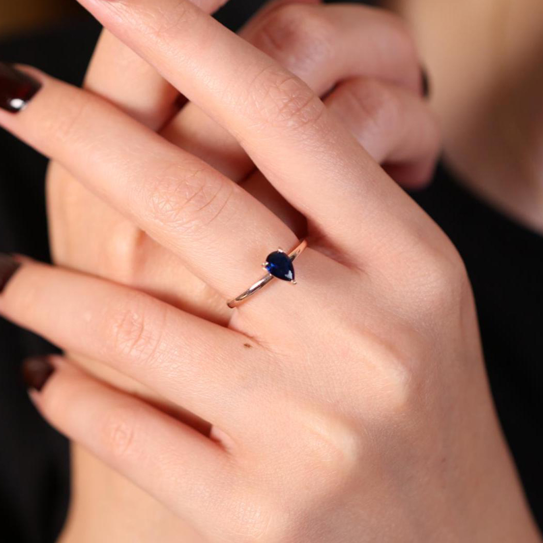 Memorial Tear Teardrop Sapphire Ring