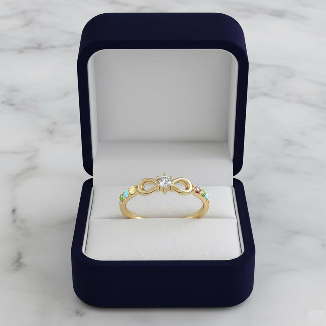 Autism Awareness Infinity Diamond Knot Ring