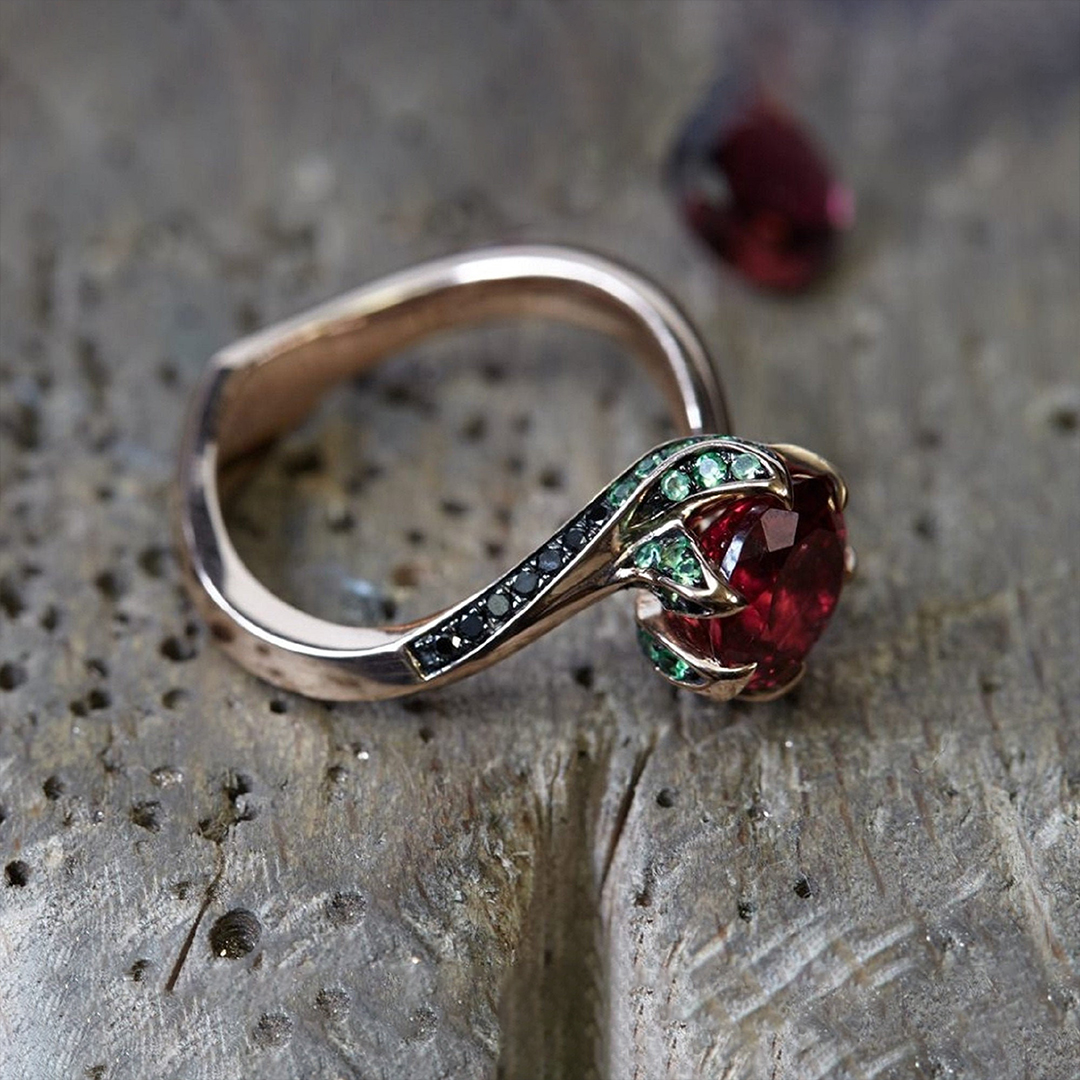 My One and Only Rose Garnet Floral Ring