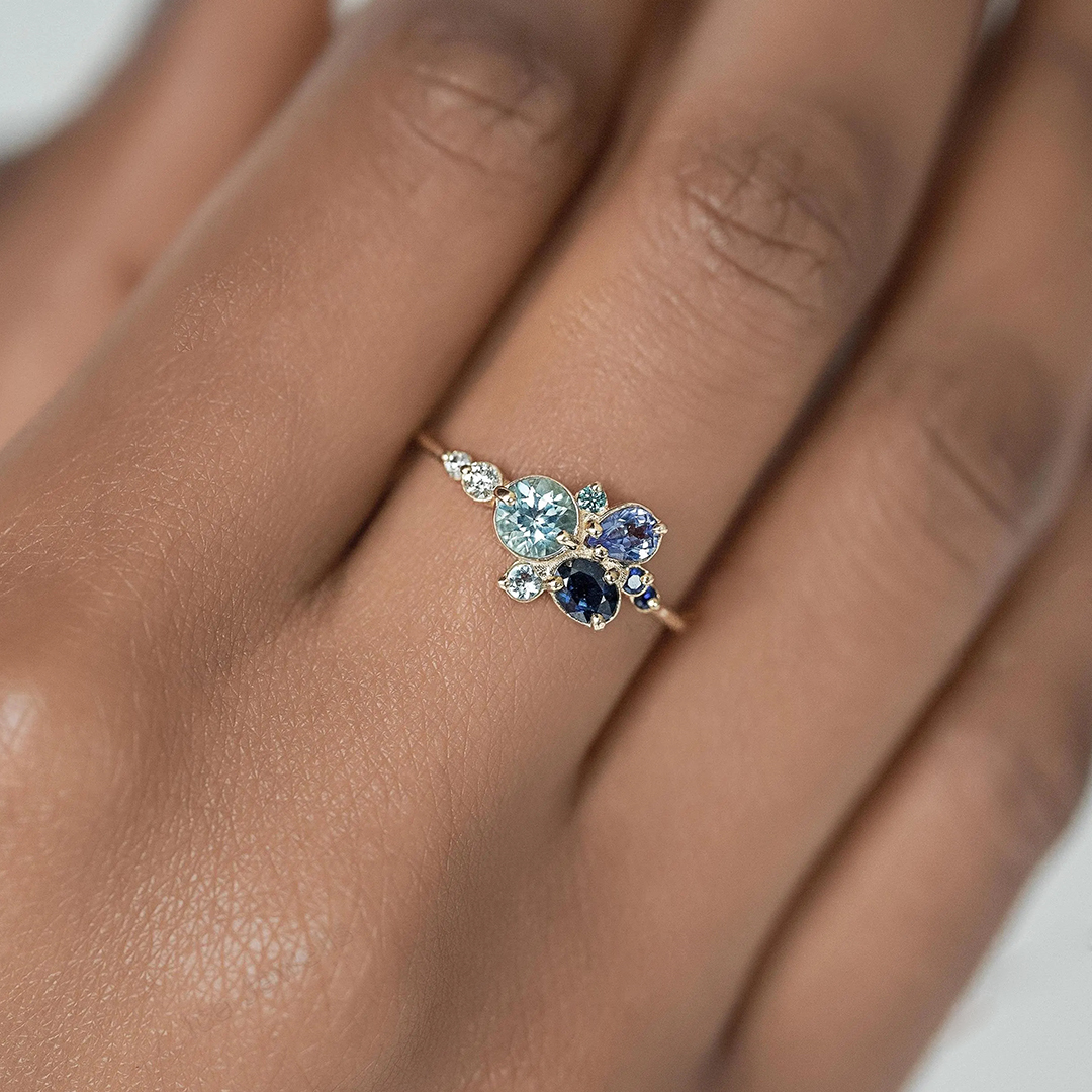 Gift For Mama Custom 1-5 Multi-Shape Birthstones Ring