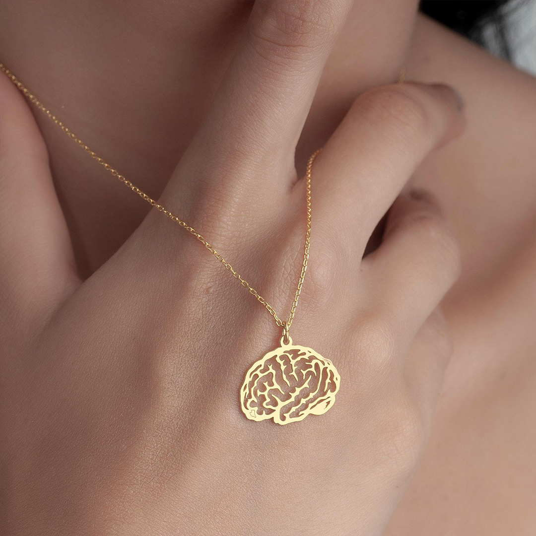 Brain Injury Awareness Strength and Support Dainty Brain Necklace