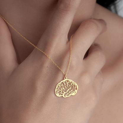 Brain Injury Awareness Strength and Support Dainty Brain Necklace
