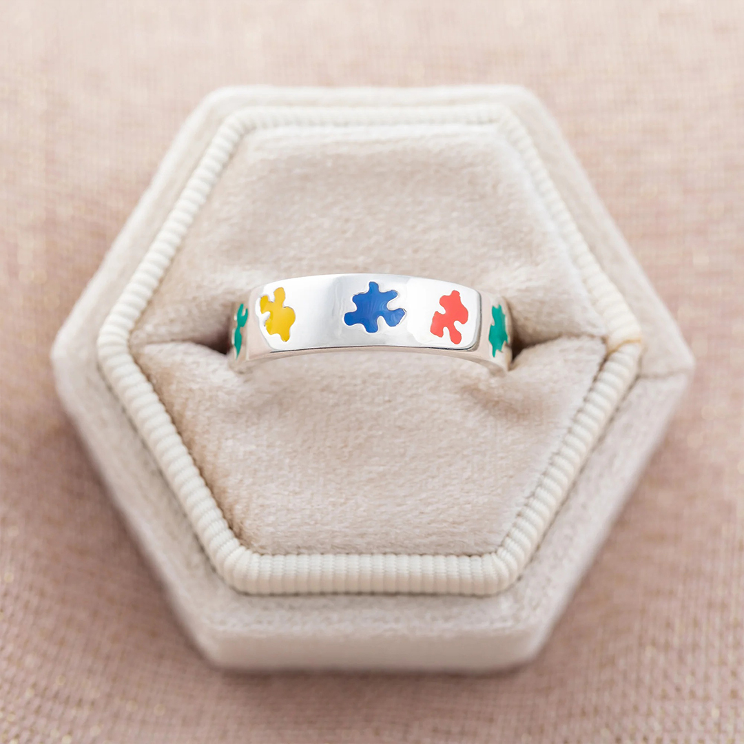 Puzzle Piece Autism Awareness Ring