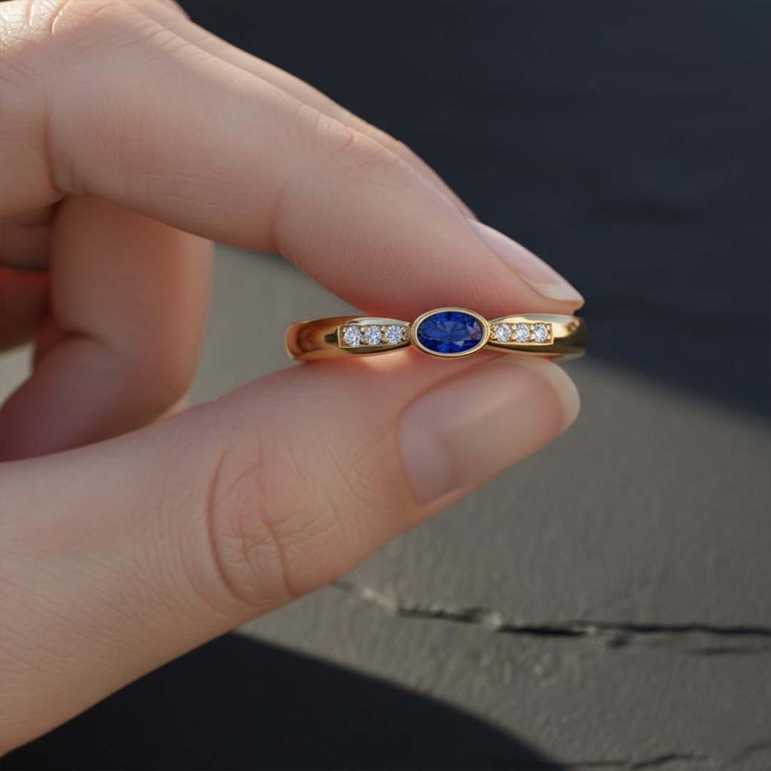 Choosing Me Oval Blue Sapphire Ring