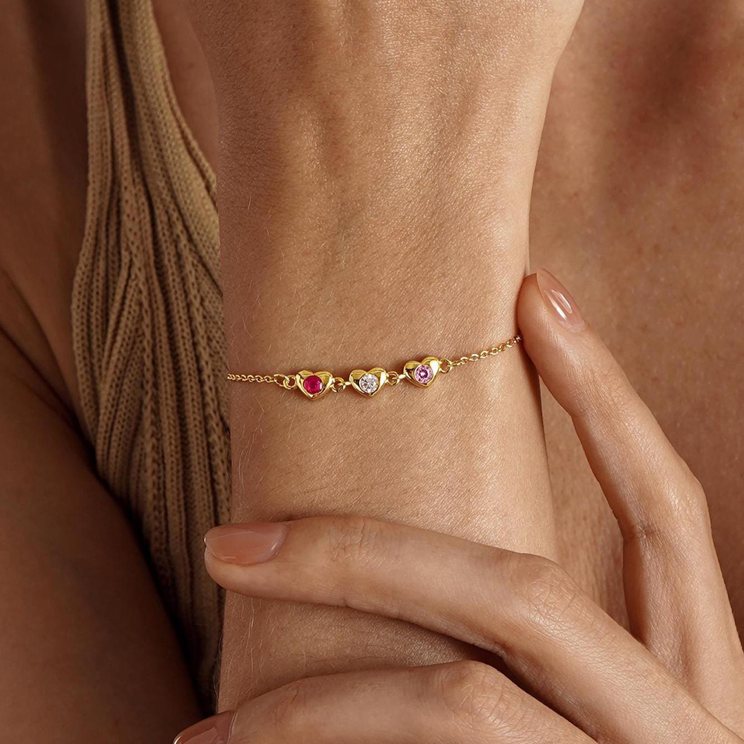 My Family My Heart Custom Heart Birthstone Bracelet