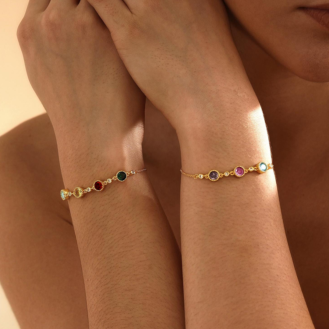 Mother's Day Gift Personalized Square Birthstone Bracelet